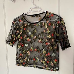 Floral mesh tee